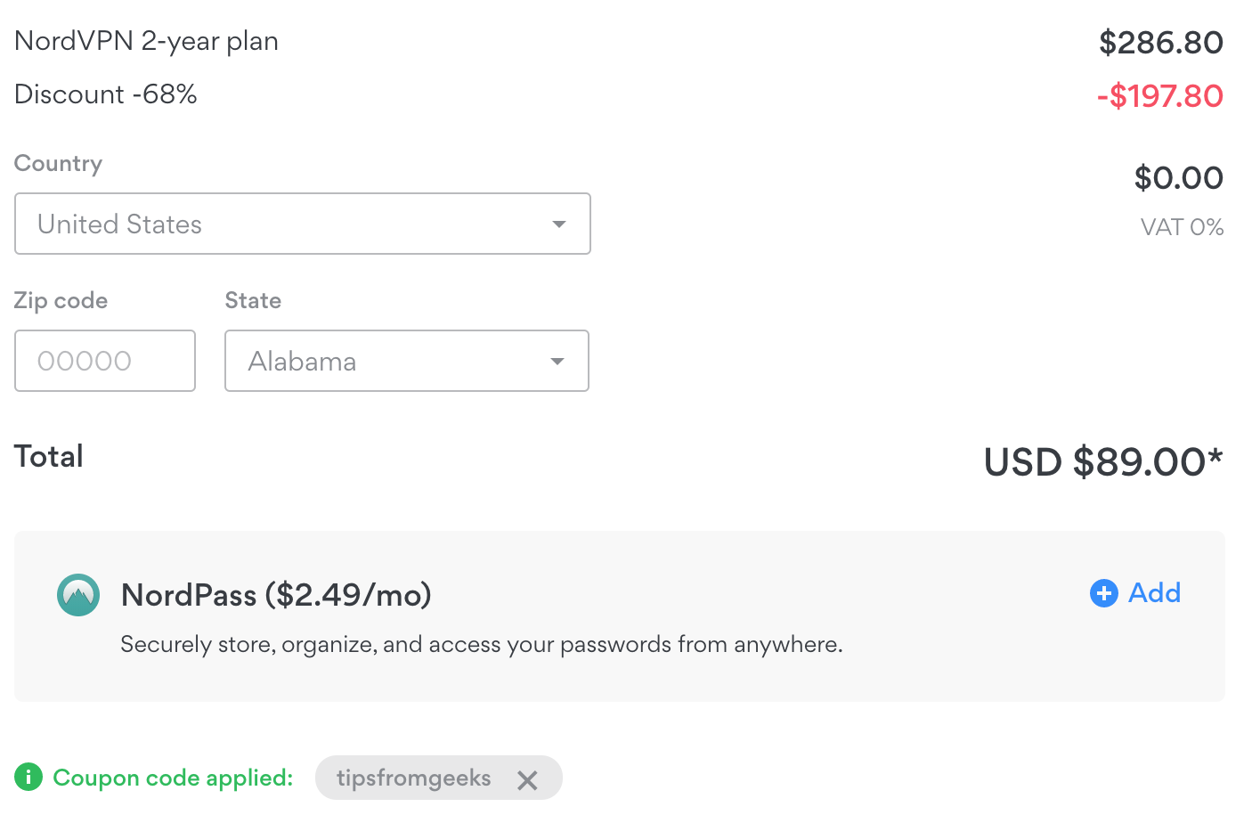 NordVPN on discount with tipsfromgeeks from only $3.71/month