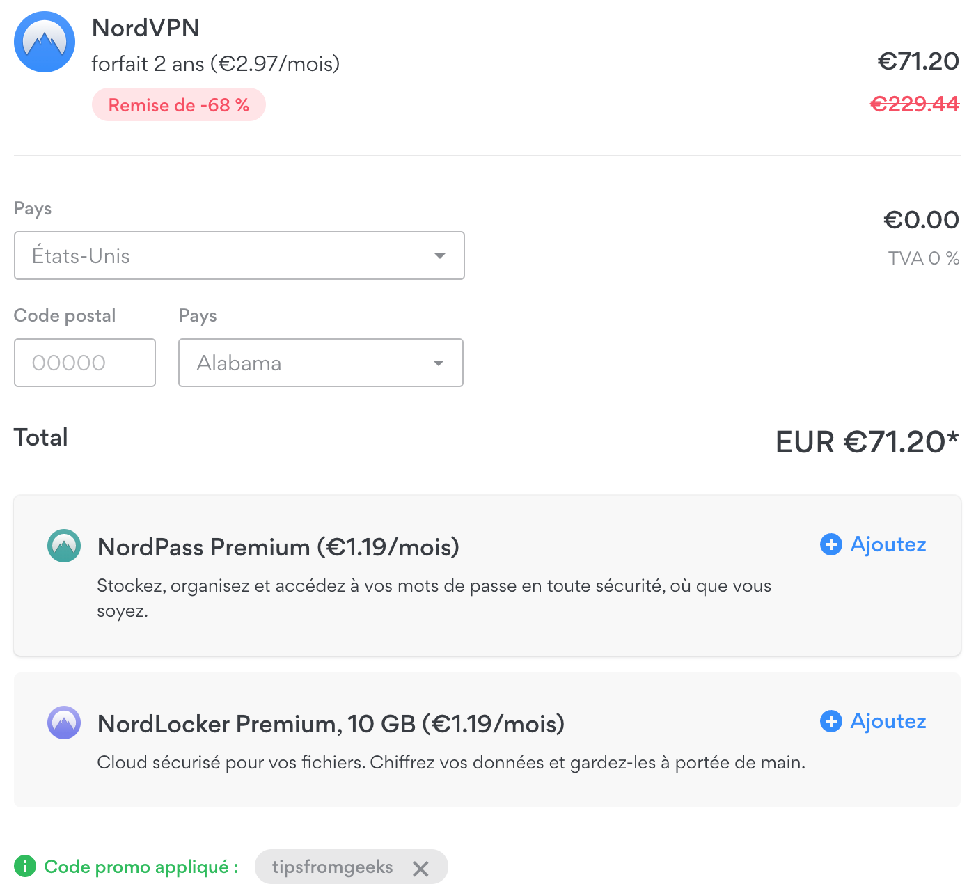 NordVPN en promotion avec le code de Tipsfromgeeks pour 2.97€/mois