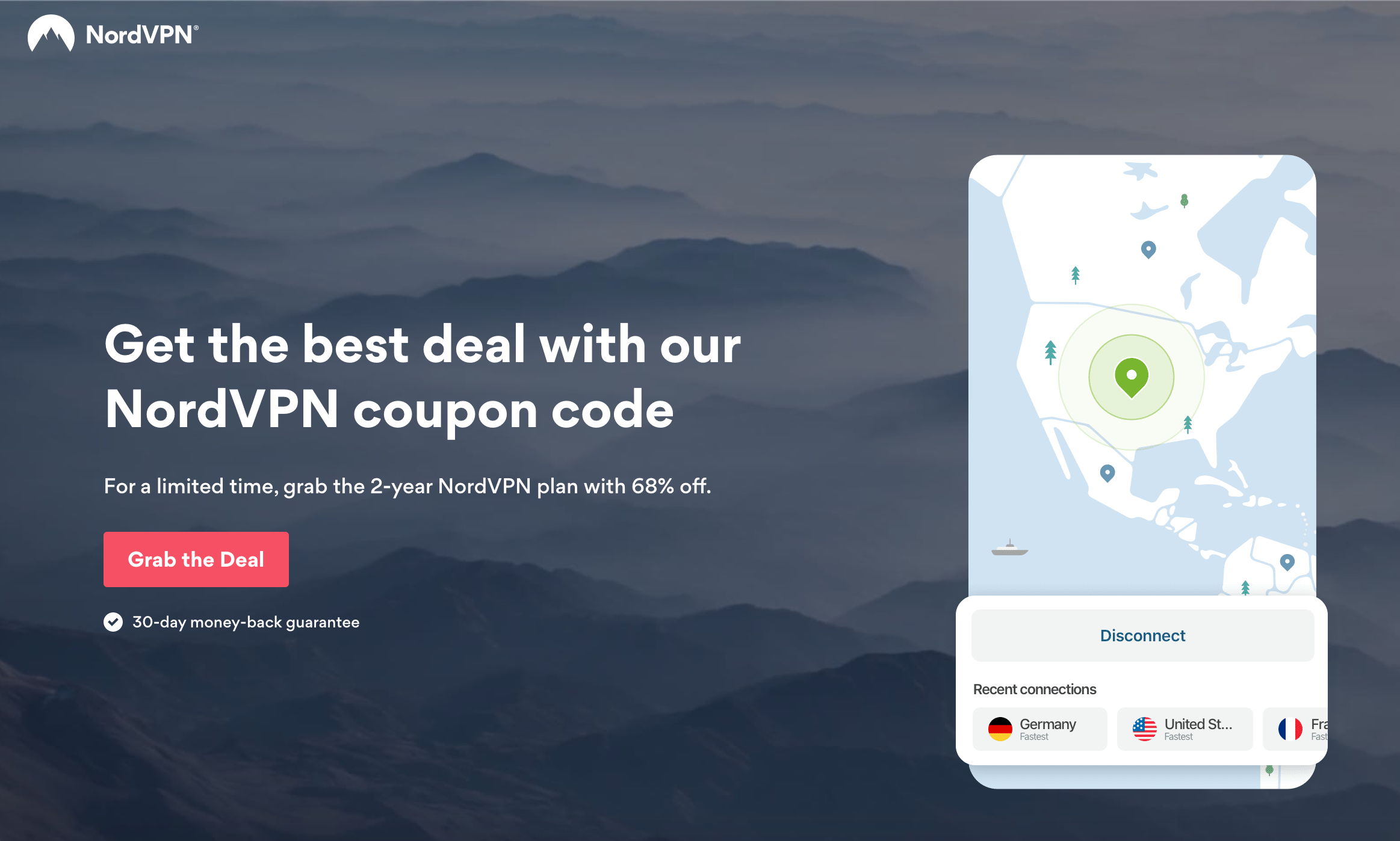 Just one click and your browsing is secure with NordVPN