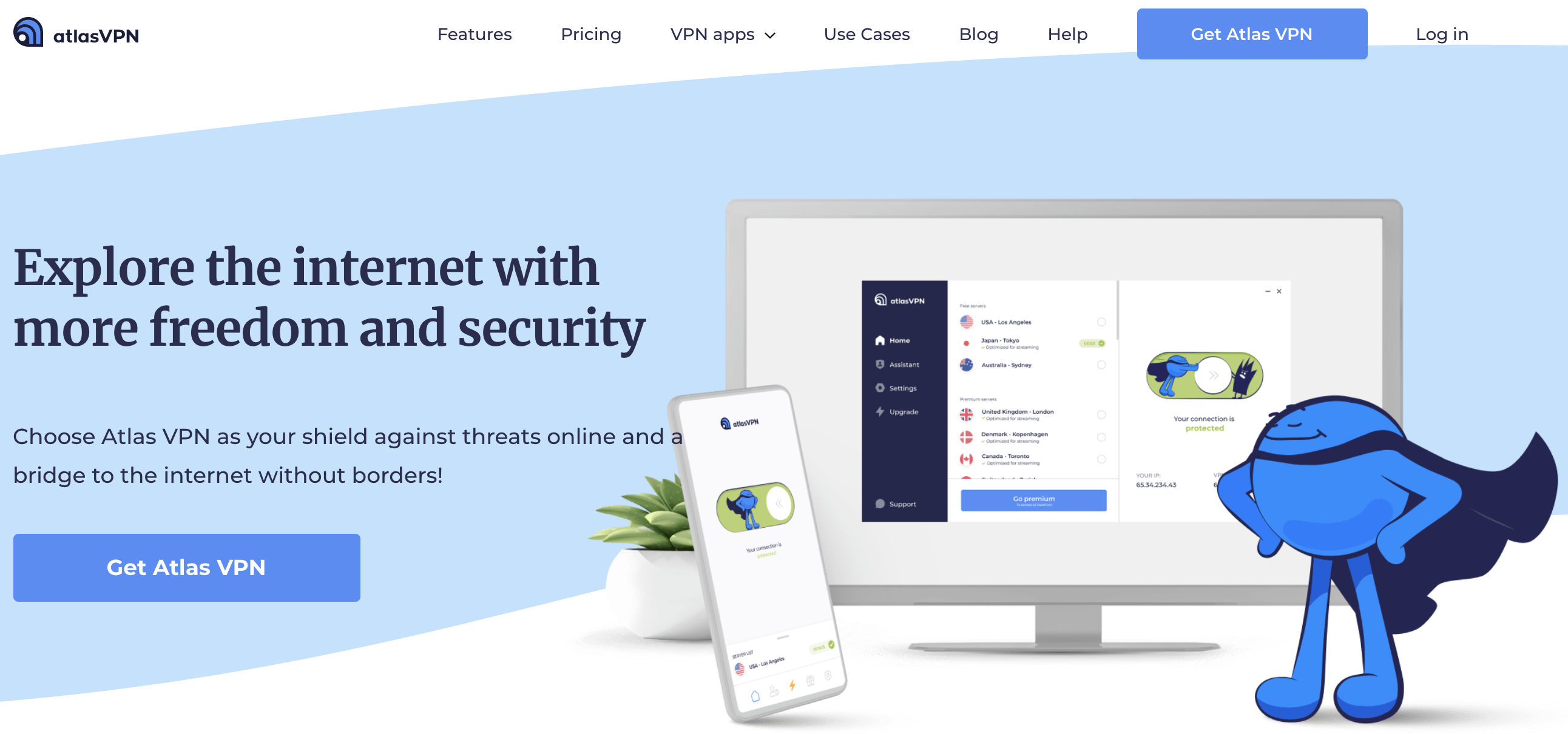 Atlas VPN home page