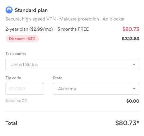 NordVPN pricing page - Use the Tipsfromgeeks coupon for the discount