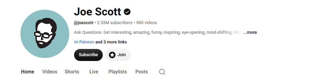 Joe Scott Youtube channel