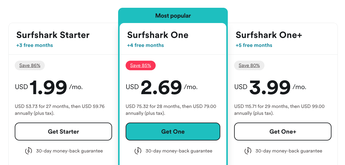 Surfshark Pricing Page Black Friday 2023