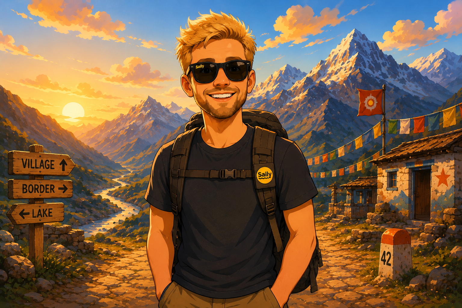 Backpacker Ben standing next to the mountains