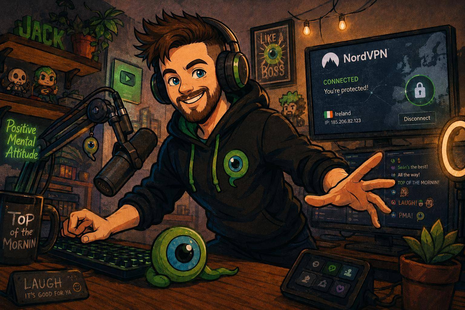 Gaming personality Jacksepticeye recording a podcast