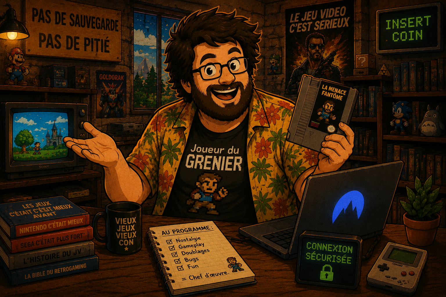 Influencer Joueur du Grenier holding a video game