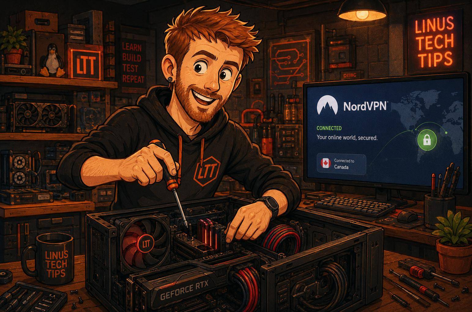 Linus Tech Tips fixing a gadget with a screwdriver