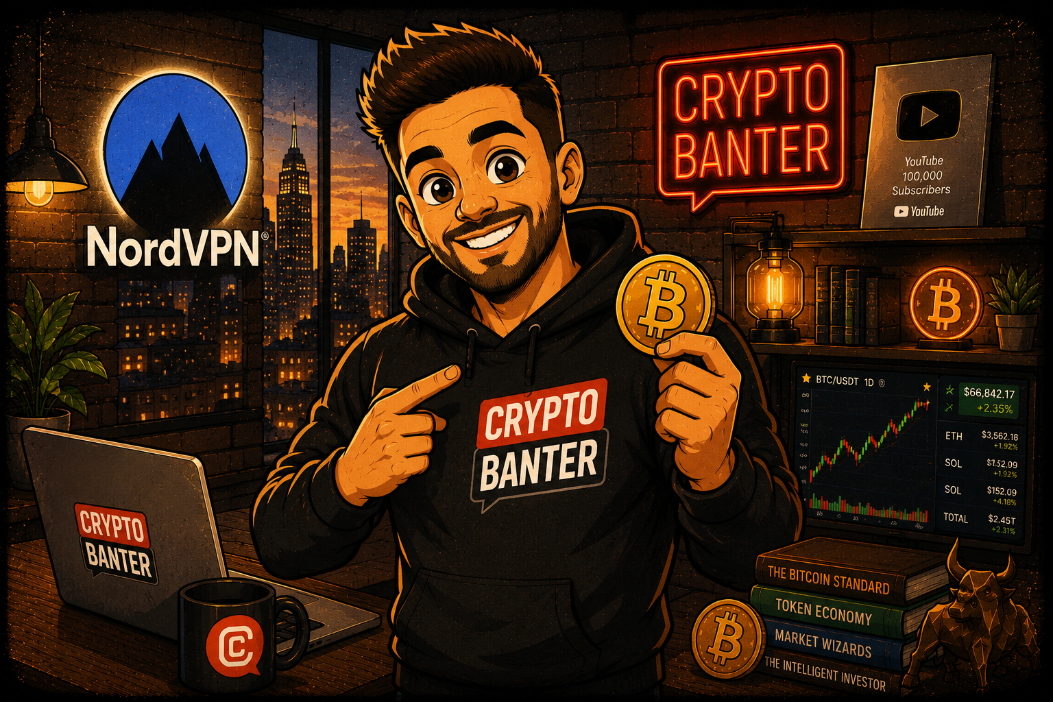 YouTube influencer Cryptobanter holding a bitcoin