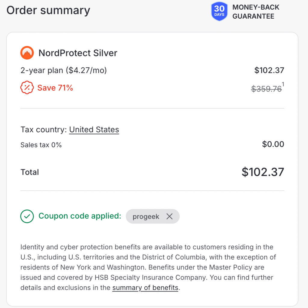 Nordprotect deal wir :progeek" coupon applied