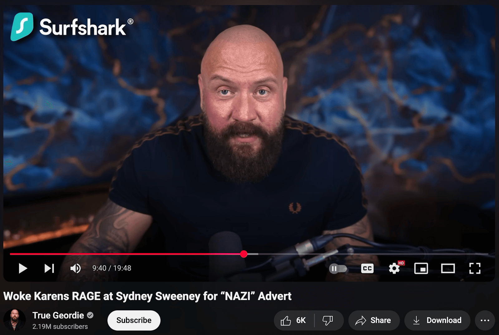 True Geordie promoting Surfshark