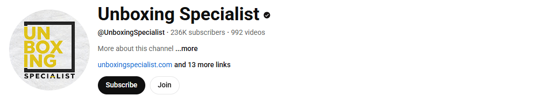 unboxing specialist youtube channel