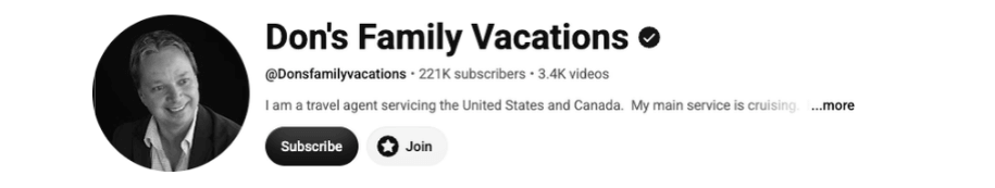 Don's Family Vacations Youtube channel
