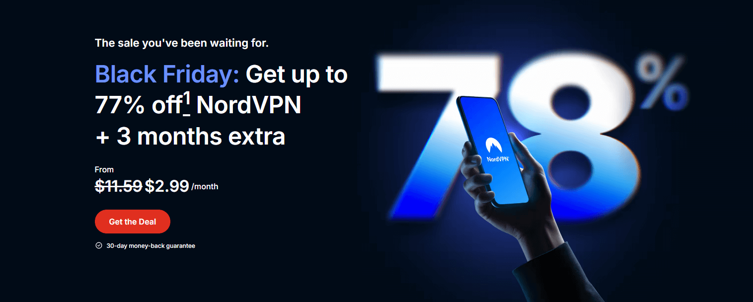 NordVPN Black Friday Deal: Get up to 77% off NordVPN +3 month extra