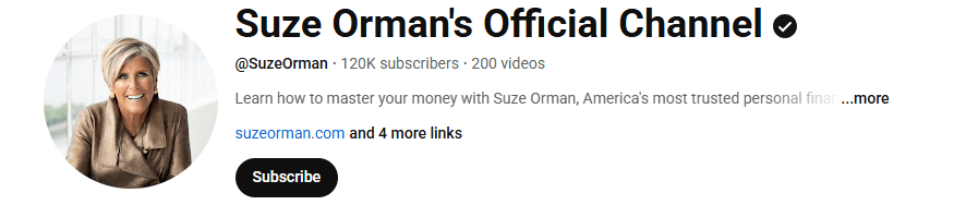 Suze Orman's Youtube channel