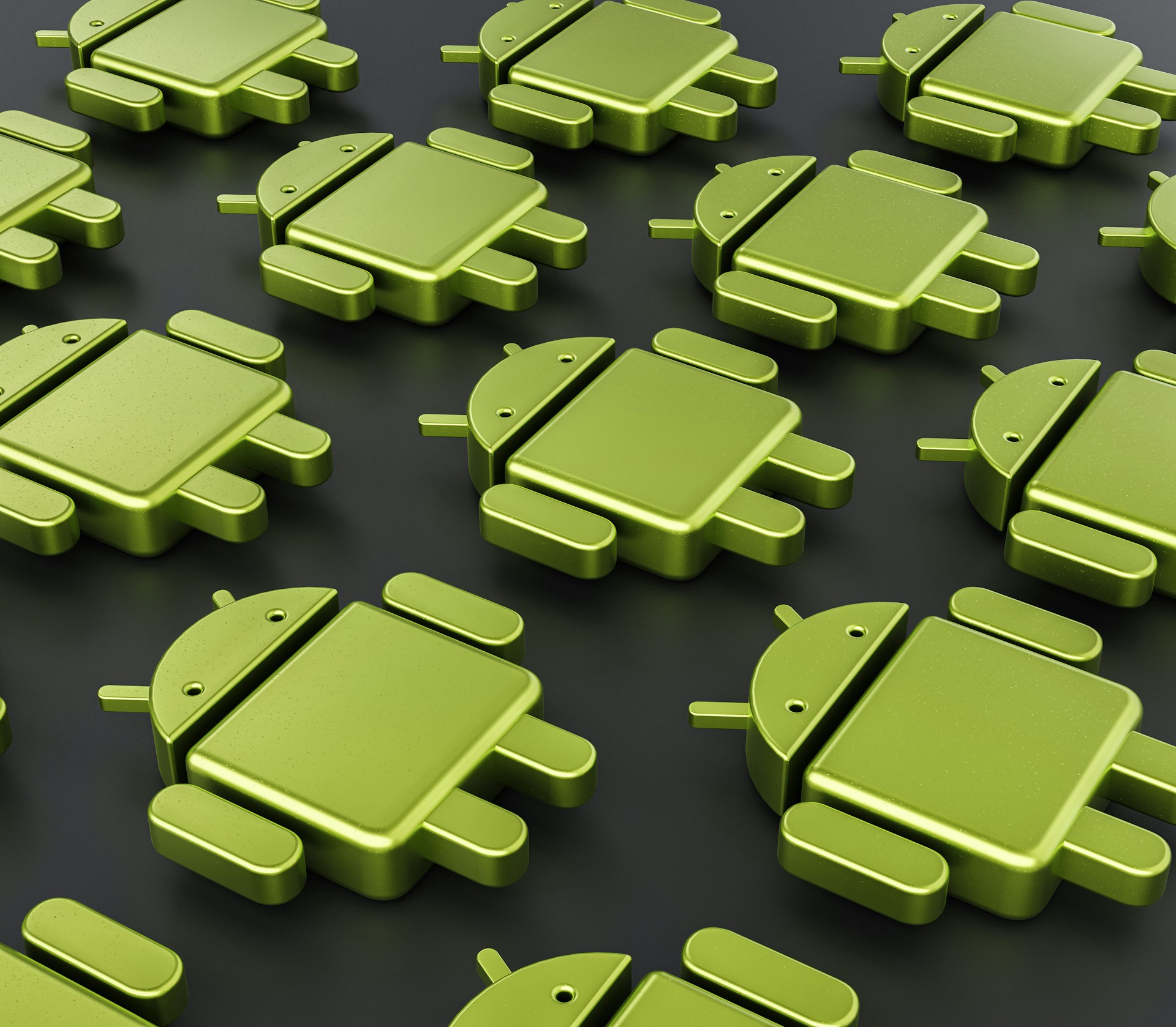 A group of green Androids