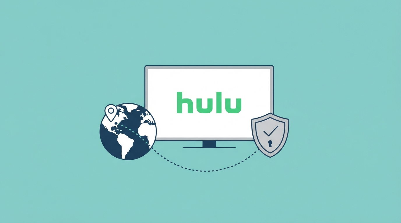 TV displaying Hulu, connected to a VPN