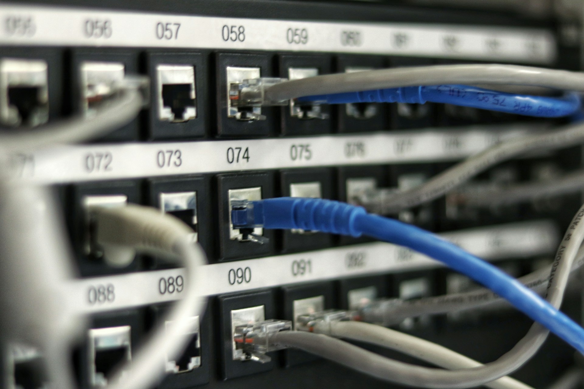 Abstract network cables and glowing connection lights